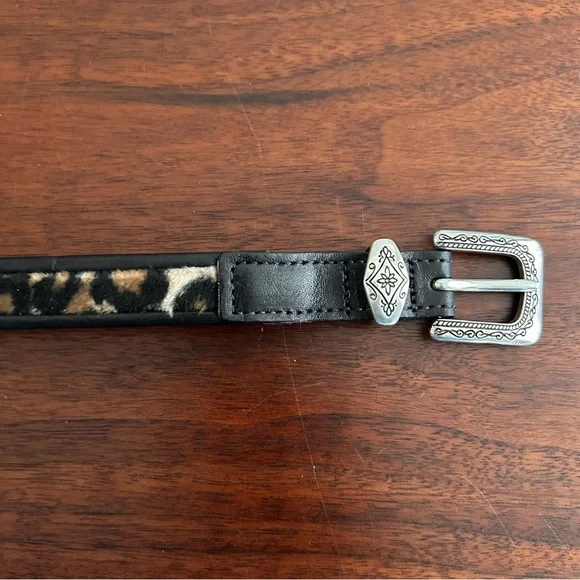🌷 Brighton Leopard Print Calf Hair Leather Belt Size Small/ 28 - Picture 5 of 9